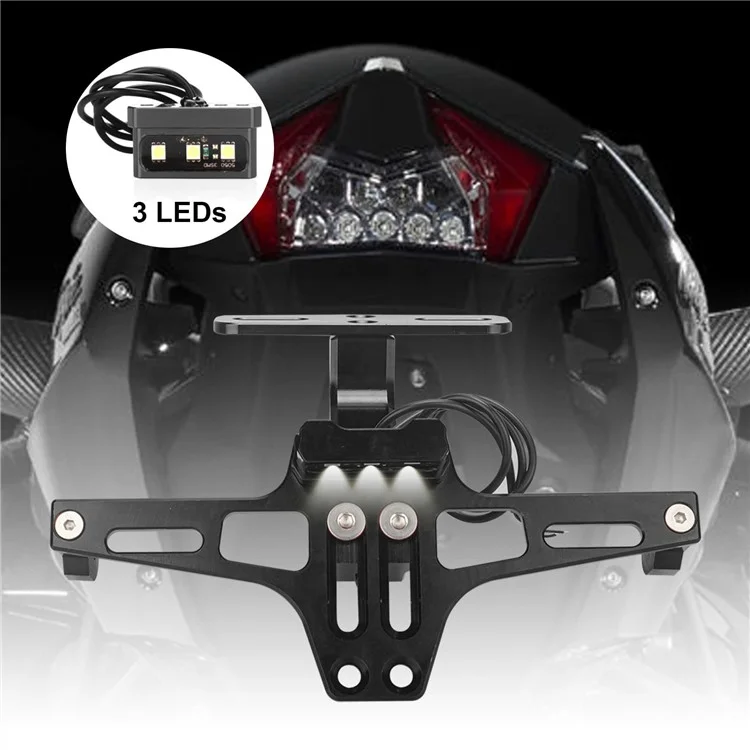 CNC-Aluminium-Legierung Verstellbare Motorrad-Kennzeichenhalterung mit LED-Rückleuchten-Kit