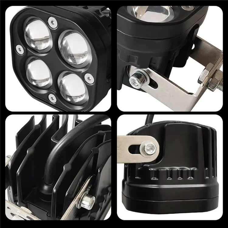 D2 30W Quadratischer Scheinwerfer Gelb und Weiß Zweifarbige Motorrad-LED-Arbeitsleuchte 12V / 24V Off-Road Nebelscheinwerfer