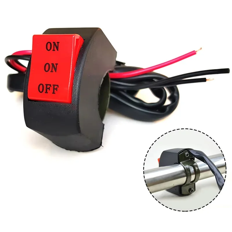 Universal Motorcycle Handlebar LED Light Switch 3 Wires Headlight On / Off Control Button