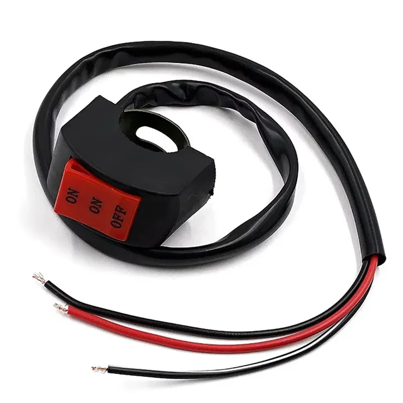 Universal Motorcycle Handlebar LED Light Switch 3 Wires Headlight On / Off Control Button