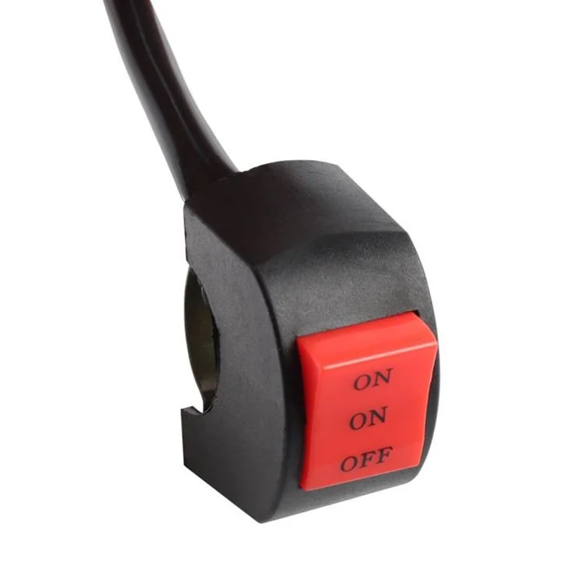 Universal Motorcycle Handlebar LED Light Switch 3 Wires Headlight On / Off Control Button
