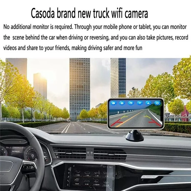 W102 Night Vision Wide Angle WiFi Camera for Trucks Waterproof Rear View Wireless Backup Camera