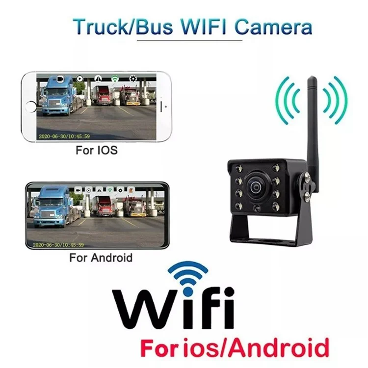 W102 Night Vision Wide Angle WiFi Camera for Trucks Waterproof Rear View Wireless Backup Camera