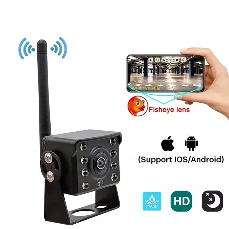 W102 Night Vision Wide Angle WiFi Camera for Trucks Waterproof Rear View Wireless Backup Camera