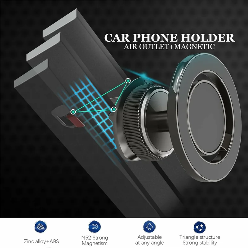 KM-H732 Air Vent Car Phone Holder 360° Rotatable Magnetic Mount Foldable Bracket