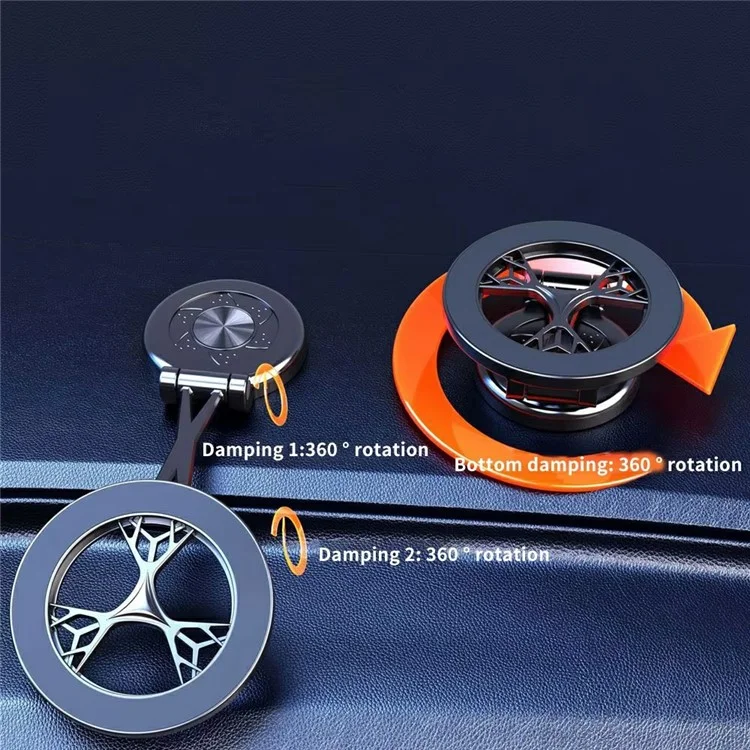 Car Phone Holder 360 Degree Rotating Magnetic Mount Metal Navigation Stand - Black