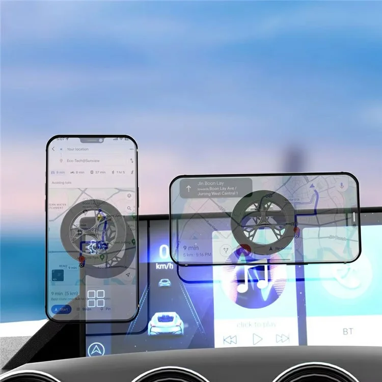Car Phone Holder 360 Degree Rotating Magnetic Mount Metal Navigation Stand - Black