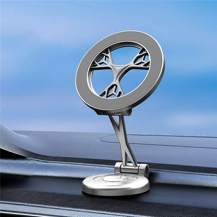 Car Phone Holder 360 Degree Rotating Magnetic Mount Metal Navigation Stand - Black