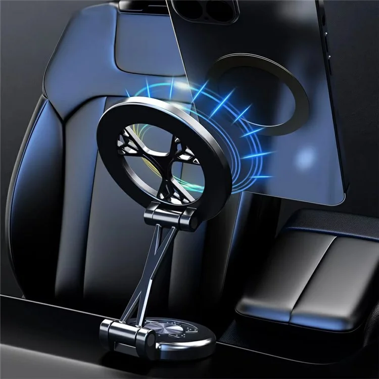 Car Phone Holder 360 Degree Rotating Magnetic Mount Metal Navigation Stand - Black