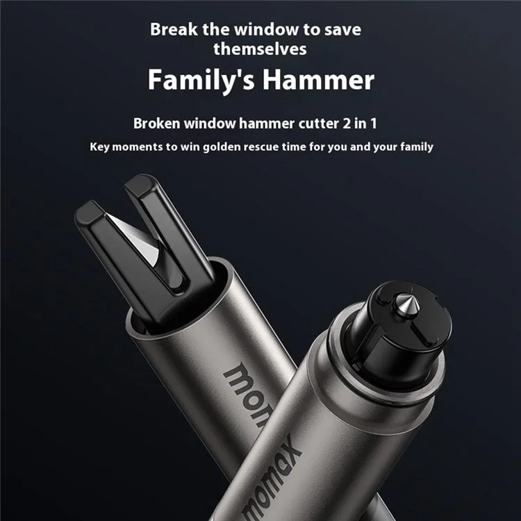 MOMAX 1-Move 2 In 1 Window Breaker Seatbelt Cutter High Strength Tungsten Steel Emergency Escape Tool