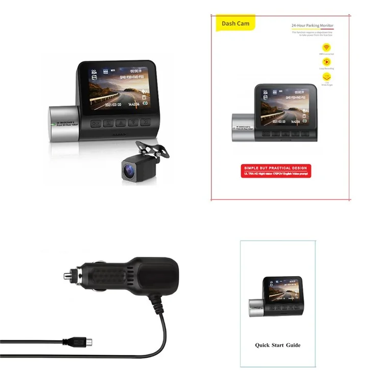 V50S 4K + 1080P Front and Rear Dual Dash Cam Anti Shake Night Vision WiFi Car Video Recorder