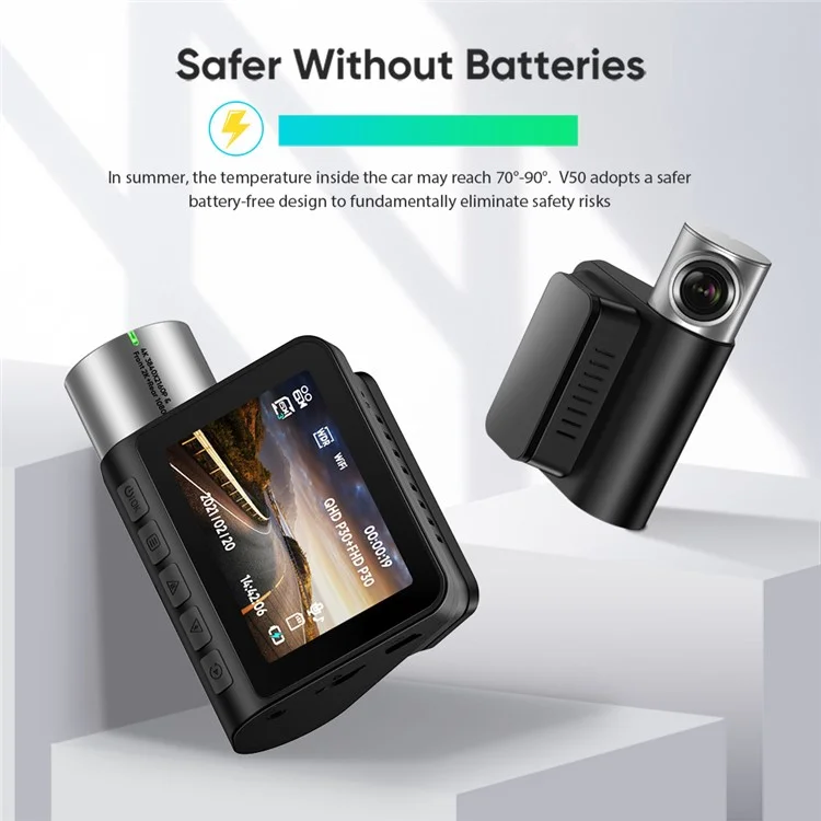 V50S 4K + 1080P Front and Rear Dual Dash Cam Anti Shake Night Vision WiFi Car Video Recorder