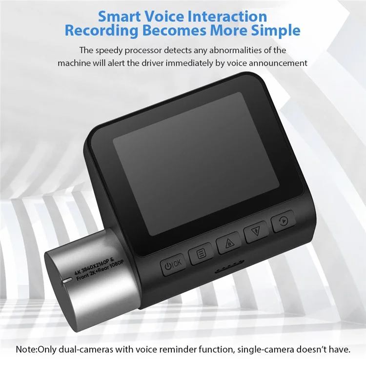 V50S 4K + 1080P Front and Rear Dual Dash Cam Anti Shake Night Vision WiFi Car Video Recorder