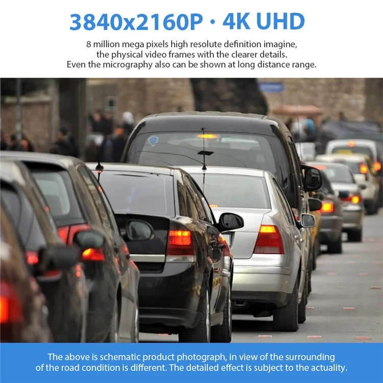V50S 4K + 1080P Front and Rear Dual Dash Cam Anti Shake Night Vision WiFi Car Video Recorder