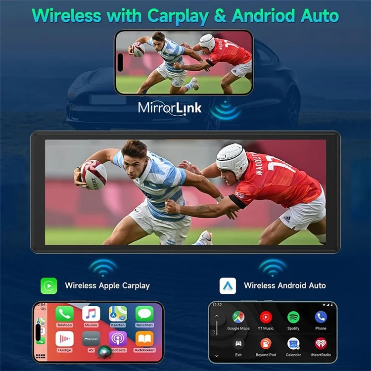 W514A 10.26 Inch Portable CarPlay Screen 1080P Dual Recording AHD Camera Car Dash Cam Reverse Backup Camera System