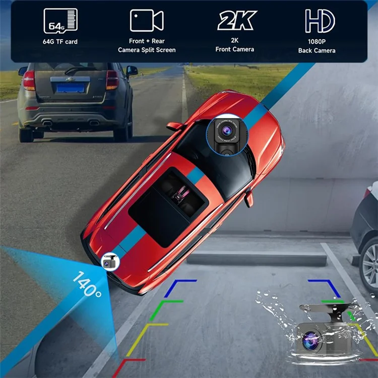 W514A 10.26 Inch Portable CarPlay Screen 1080P Dual Recording AHD Camera Car Dash Cam Reverse Backup Camera System