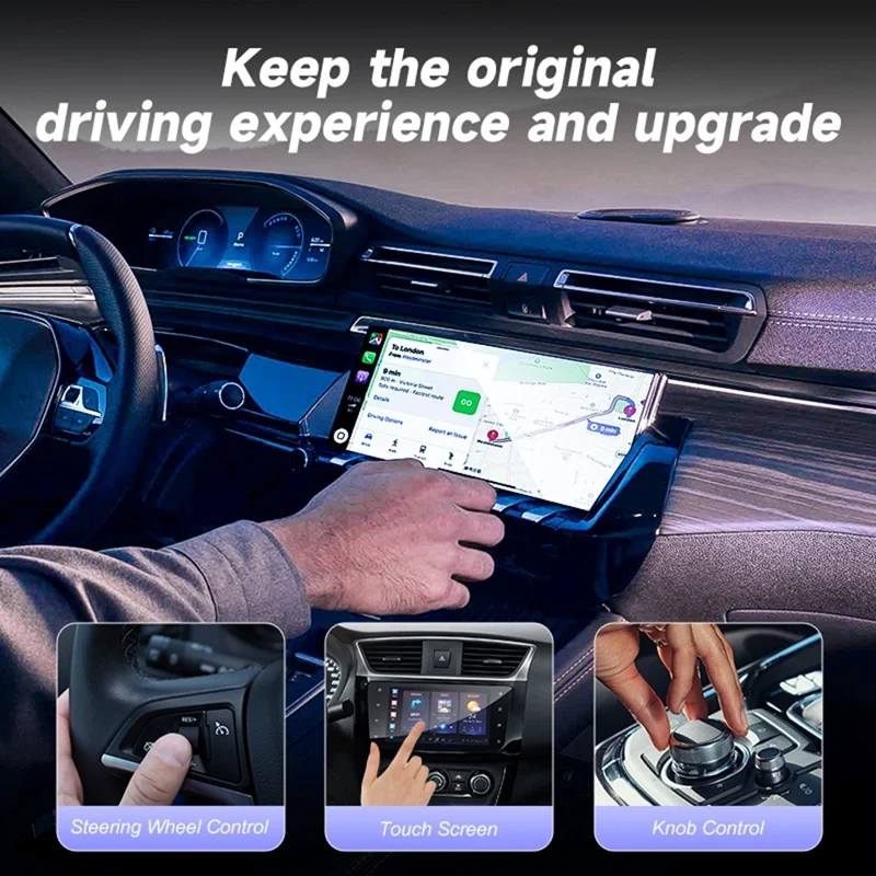 2 in 1 Wireless CarPlay Android Auto Adapter Cars Upgrade Wired to Wireless CarPlay Dongle - Silver