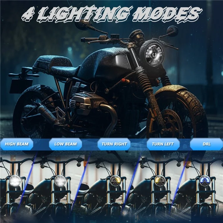 5.75 Inch LED Headlight for Motorcycle Front Lamp High Low Beam with DRL Turn Signal
