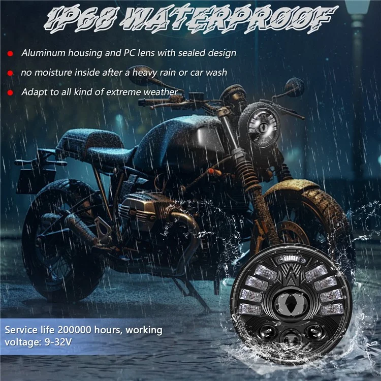 5.75 Inch LED Headlight for Motorcycle Front Lamp High Low Beam with DRL Turn Signal