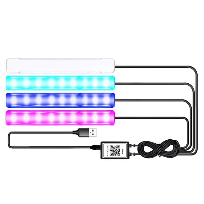 4-in-1 Auto-Innenbeleuchtung App-Steuerung Bluetooth-kompatible LED RGB Musik-Sync Ambiente Beleuchtungs-Set