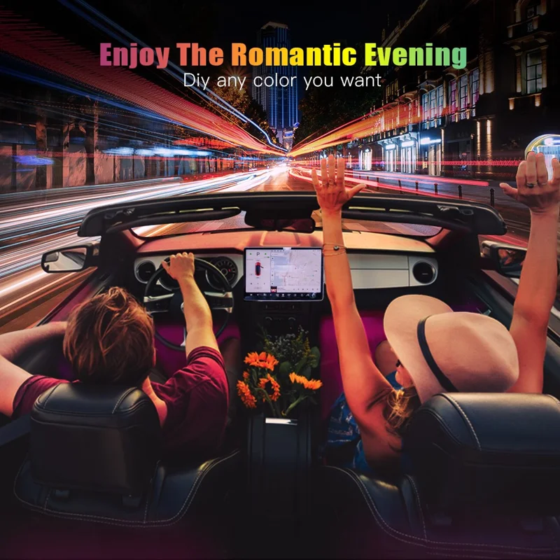 4-in-1 Auto-Innenbeleuchtung App-Steuerung Bluetooth-kompatible LED RGB Musik-Sync Ambiente Beleuchtungs-Set