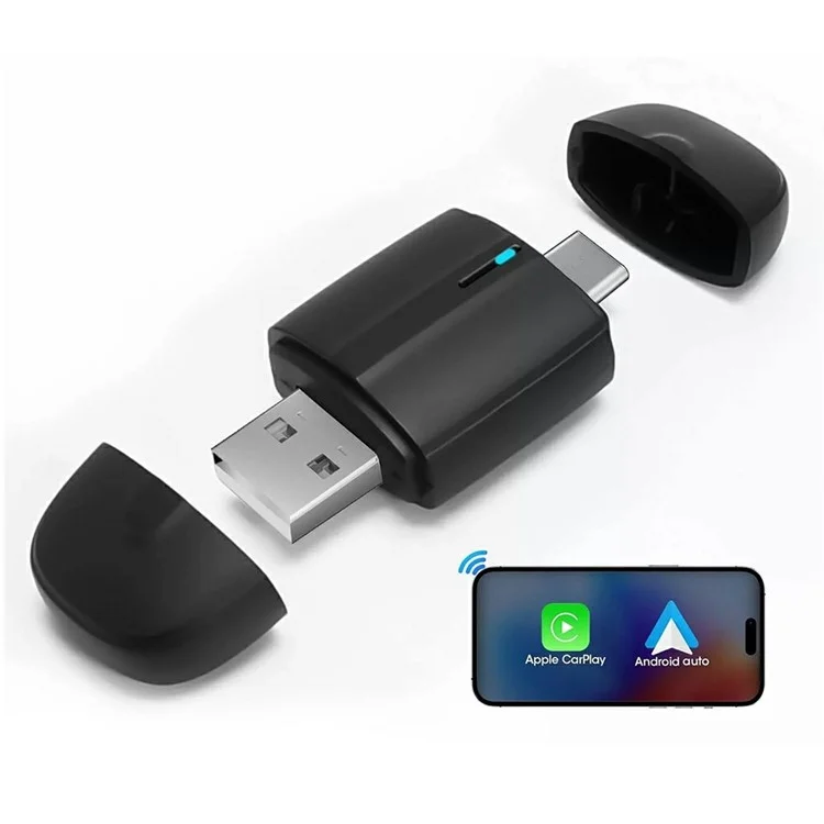Dualer Kopf 2-in-1 Carplay Android Auto Fahrzeug-Adapter von Kabel auf Drahtlos