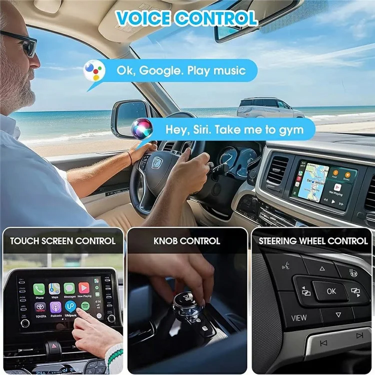 Dualer Kopf 2-in-1 Carplay Android Auto Fahrzeug-Adapter von Kabel auf Drahtlos