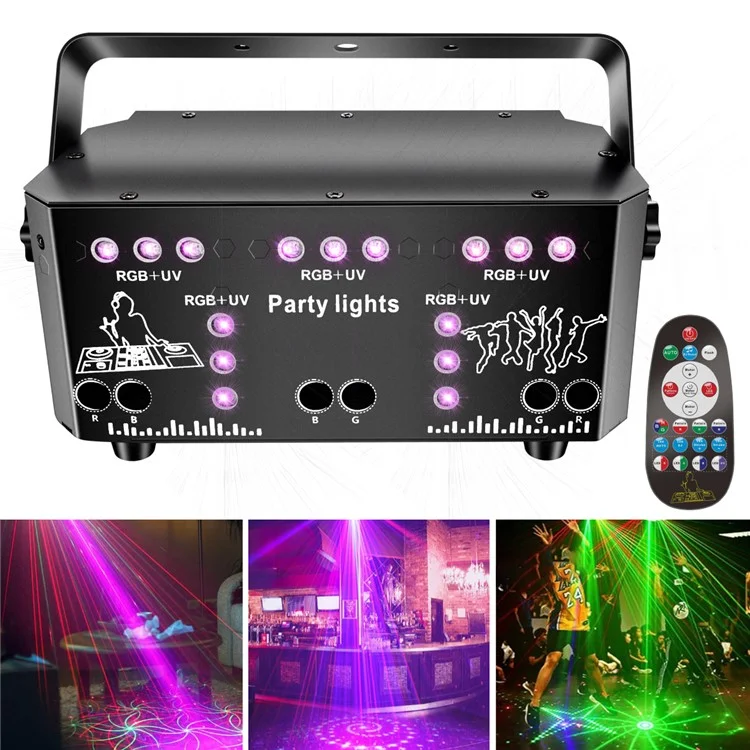 21 Eye DJ Disco Laser Light 64 Patterns Projector KTV Bar Party RGB + UV Atmosphere Lamp