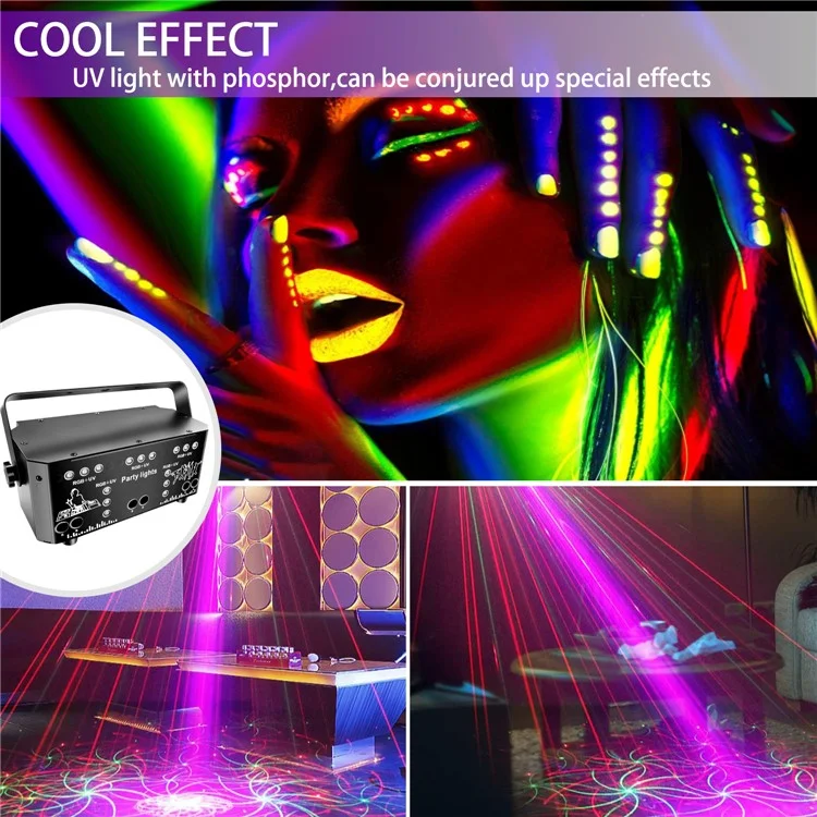 21 Eye DJ Disco Laser Light 64 Patterns Projector KTV Bar Party RGB + UV Atmosphere Lamp