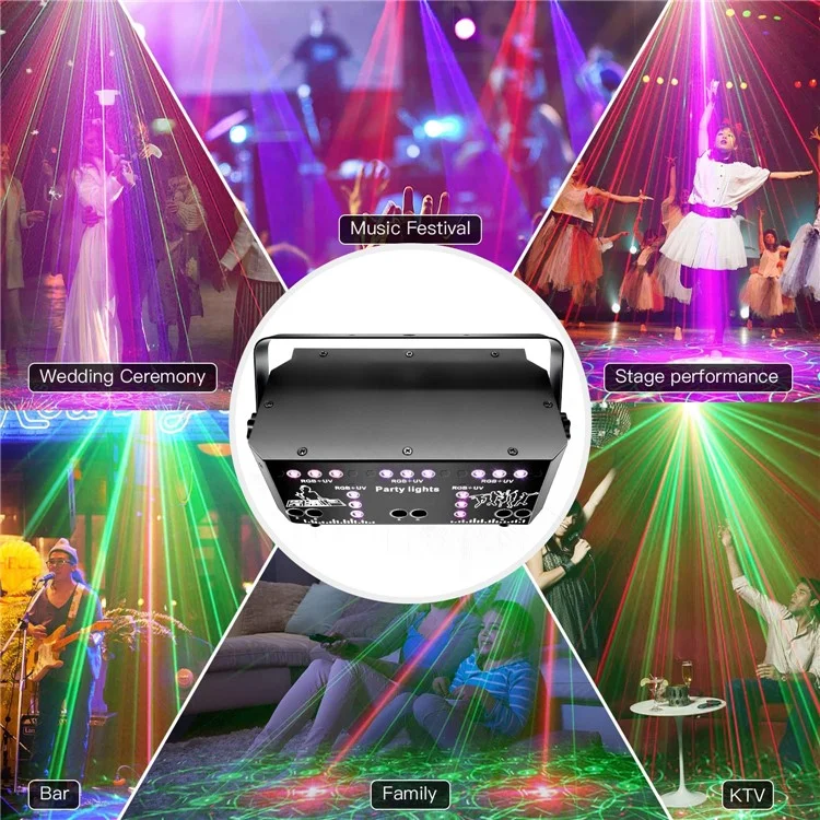 21 Eye DJ Disco Laser Light 64 Patterns Projector KTV Bar Party RGB + UV Atmosphere Lamp
