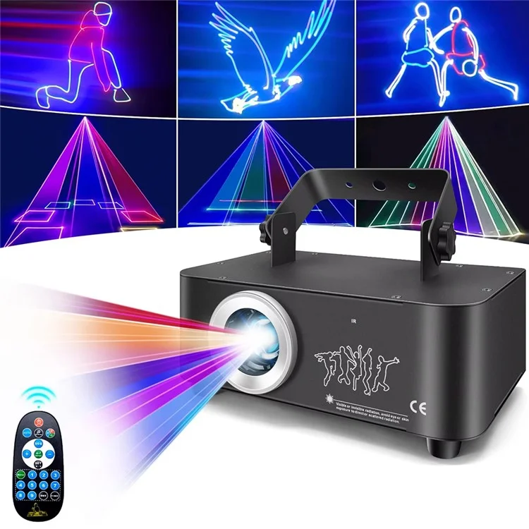 3D Full Color Animation Laser Light 500MW Cartoon Pattern Stage KTV Bar Projector Lamp with Remote Control