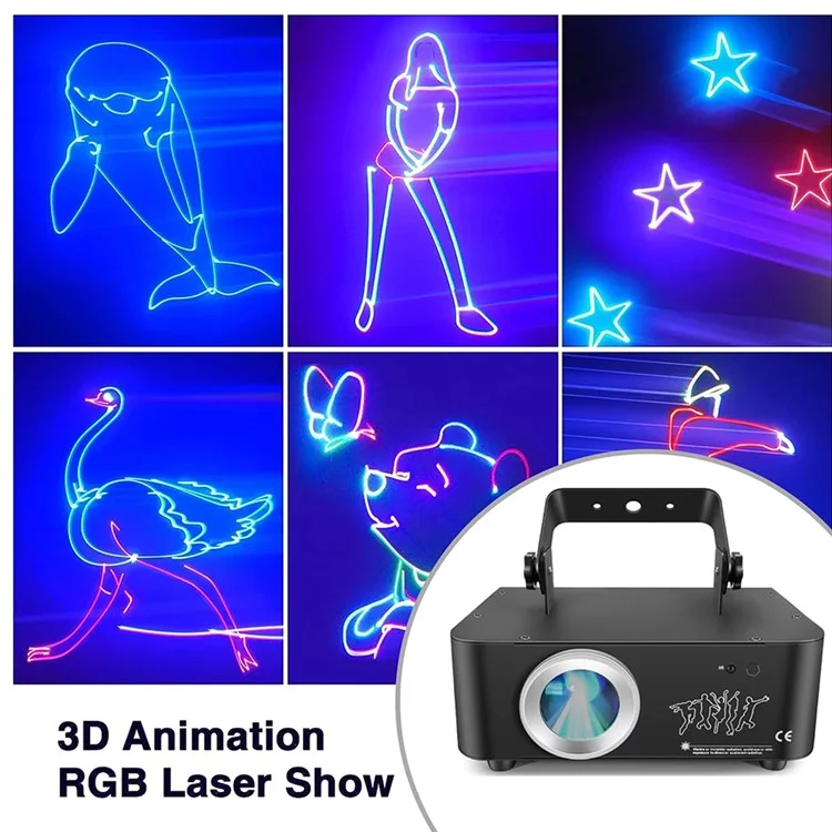 3D Full Color Animation Laser Light 500MW Cartoon Pattern Stage KTV Bar Projector Lamp with Remote Control