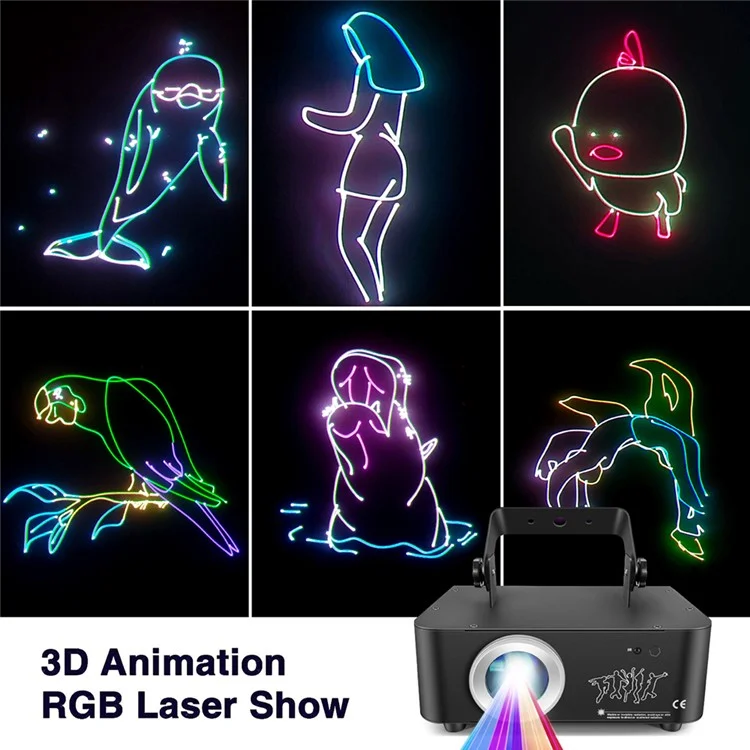 3D Full Color Animation Laser Light 500MW Cartoon Pattern Stage KTV Bar Projector Lamp with Remote Control
