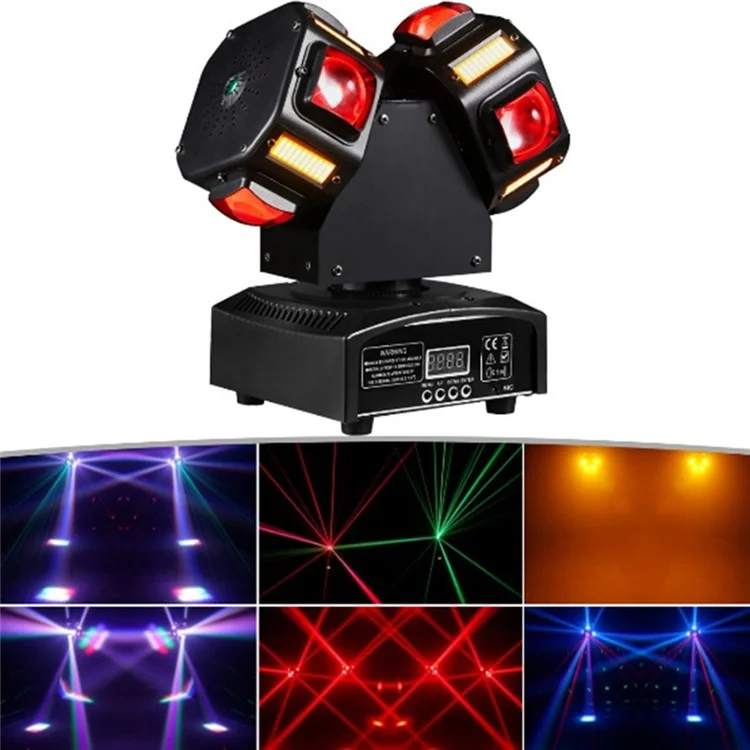 Dual Arm Moving Head 7 Colors Beam Infinite Rotation Strobe Light for KTV Party Bar Disco Projection Lamp