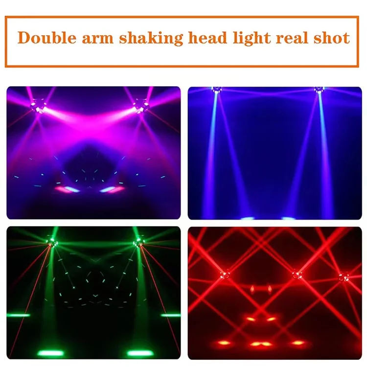 Dual Arm Moving Head 7 Colors Beam Infinite Rotation Strobe Light for KTV Party Bar Disco Projection Lamp