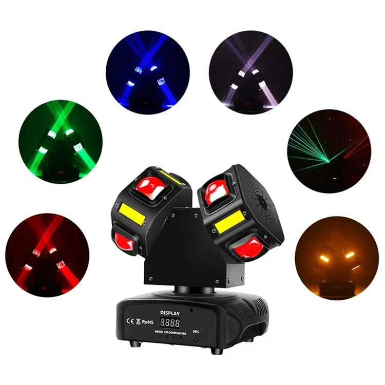 Dual Arm Moving Head 7 Colors Beam Infinite Rotation Strobe Light for KTV Party Bar Disco Projection Lamp