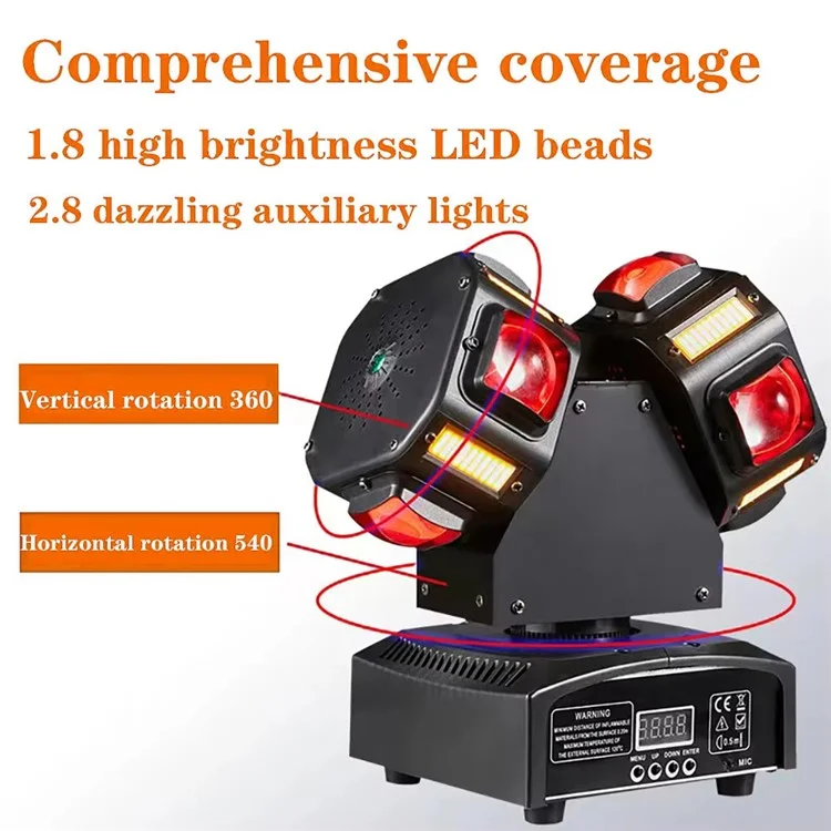 Dual Arm Moving Head 7 Colors Beam Infinite Rotation Strobe Light for KTV Party Bar Disco Projection Lamp