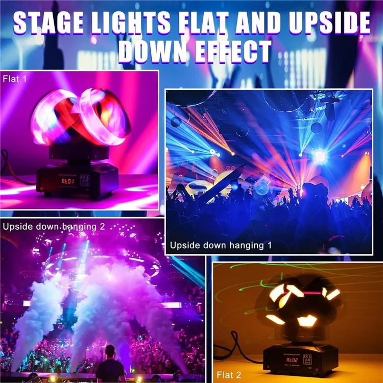 Dual Arm Moving Head 7 Colors Beam Infinite Rotation Strobe Light for KTV Party Bar Disco Projection Lamp