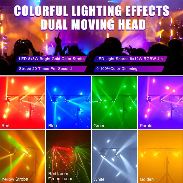 Dual Arm Moving Head 7 Colors Beam Infinite Rotation Strobe Light for KTV Party Bar Disco Projection Lamp
