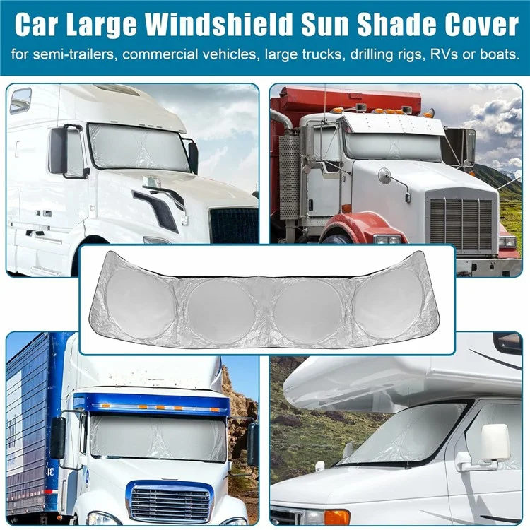 Parasol grande de 420 x 92 cm para camión, visera plegable protectora contra el sol para parabrisas y ventana lateral, resistente