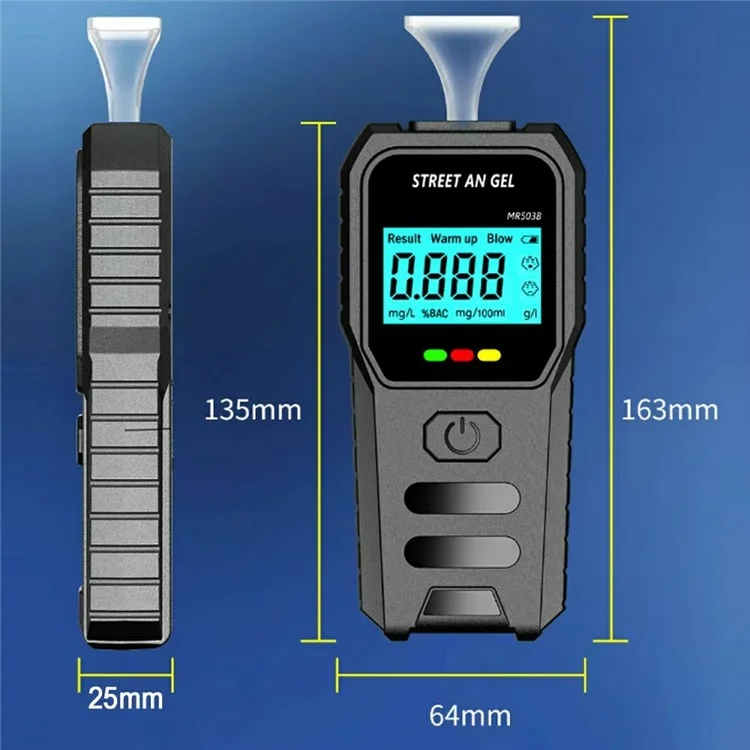 MR503 Etilometro Portatile Precisione Elevata Tester Digitale dell'Alcol con Promemoria Vocale