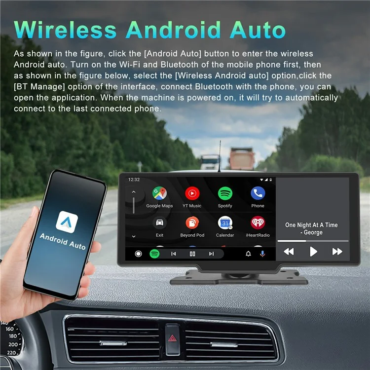 Pantalla táctil para salpicadero de coche de 10,26 pulgadas con CarPlay, Android Auto, transmisor FM y cámara de visión trasera
