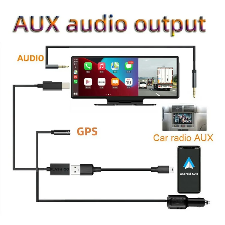 Pantalla táctil para salpicadero de coche de 10,26 pulgadas con CarPlay, Android Auto, transmisor FM y cámara de visión trasera