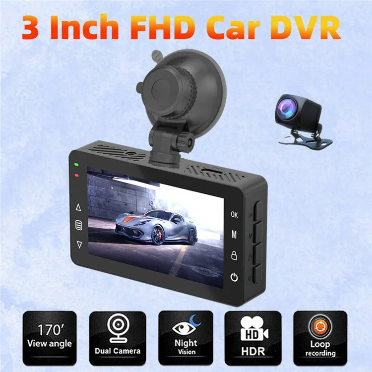 A5 4K Front 2K Rear Car Dash Cam 3 Inch Dual Lens WiFi Smartphone Connection Vehicle Parking Recorder