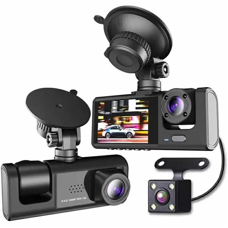 WIFI Car Dash Cam HD 1080P Front / Inside / Rear 3 Lens Car DVR Parking Recorder