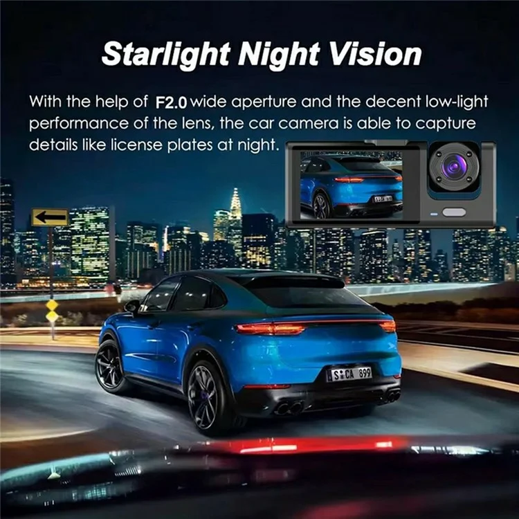 WIFI Car Dash Cam HD 1080P Front / Inside / Rear 3 Lens Car DVR Parking Recorder