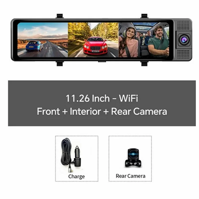 3 Lens 4K Rearview Mirror Dash Cam Interior Recording HD Reverse Camera 2K Front 1080P Inside 1080P Rear