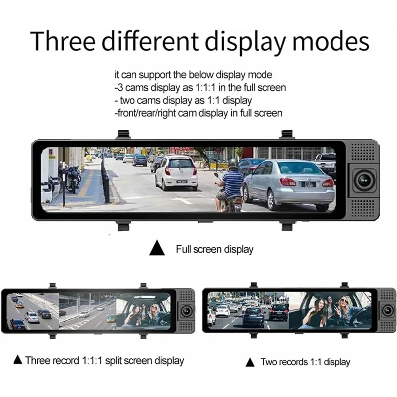 3 Lens 4K Rearview Mirror Dash Cam Interior Recording HD Reverse Camera 2K Front 1080P Inside 1080P Rear