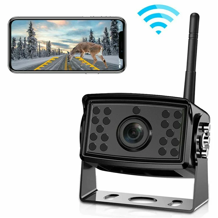 W105 Per Veicolo Telecamera di Retromarcia Wireless 18 LED Visione Notturna HD 1080P IP67 Impermeabile Ampio Angolo WiFi Cam