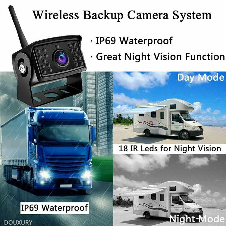 W105 Per Veicolo Telecamera di Retromarcia Wireless 18 LED Visione Notturna HD 1080P IP67 Impermeabile Ampio Angolo WiFi Cam